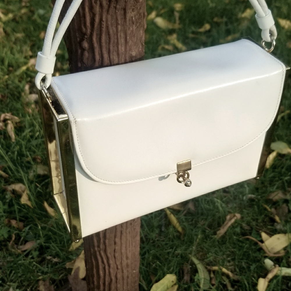 White leather handbag